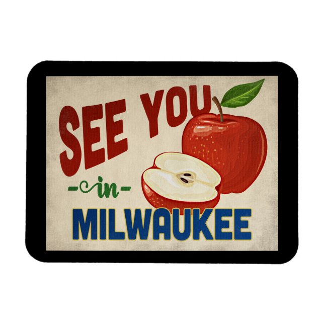 Íman Milwaukee Wisconsin Apple - Viagens vintage (Horizontal)