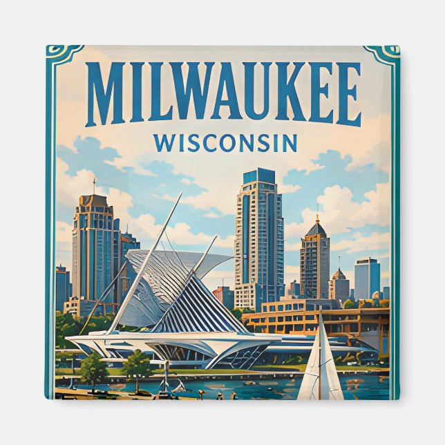 Íman ⛵ Milwaukee Wisconsin Memória Da Orla ⛵ (Frente)