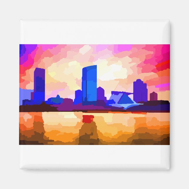 Íman Milwaukee Wisconsin Skyline no Sunset (Frente)