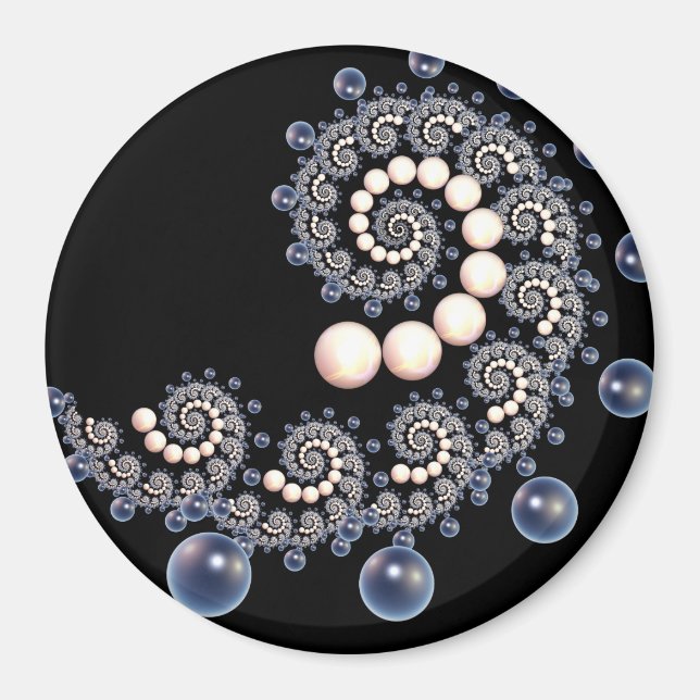 Íman Mímã espiral de pérolas de marfim e azul (Frente)