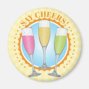 Íman Mimosa Colorful Champagne Glass Magnet