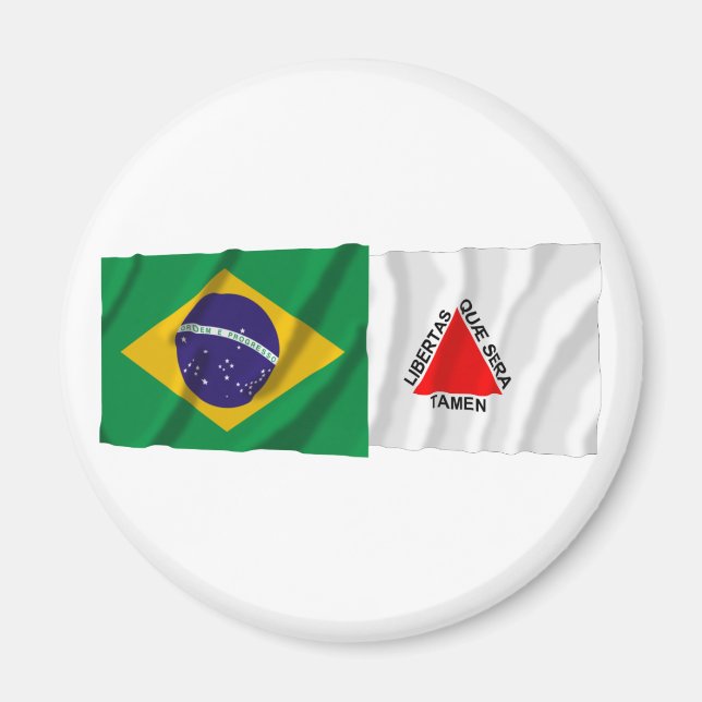 Íman Minas Gerais e Brasil Acenando Bandeiras (Frente)