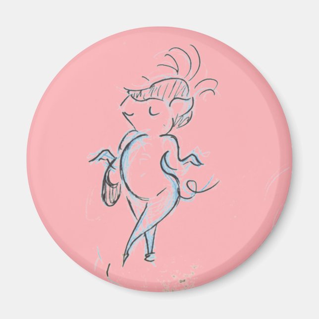 Íman Mincing Lady Pig com um ímã de bolsa (Frente)