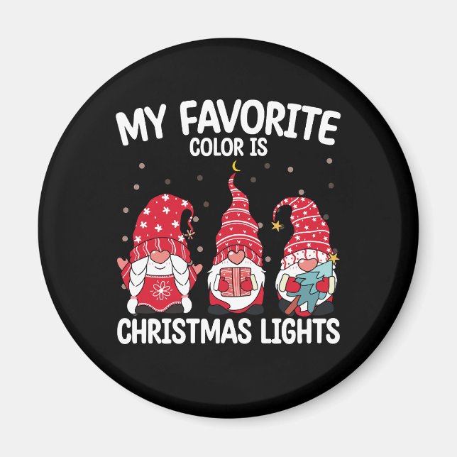 Íman Minha Cor Preferida é o Gnome das Luzes de Natal (Frente)