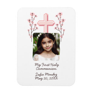 Íman Minha Primeira Comunhão Personalizada Foto Floral