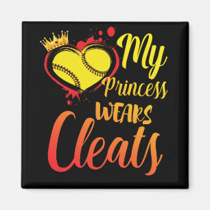 Íman Minha Princesa Veste Cleats Softball Mãe Baseball