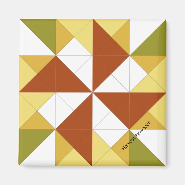 Íman Mini Barn Quilt Harvest PinWheel (Frente)