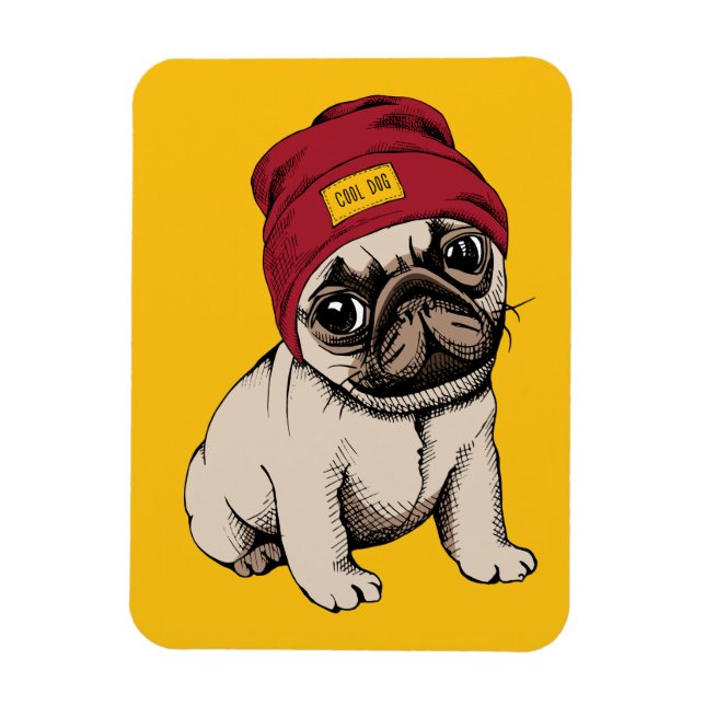 Íman Mini Pug Hipster Puppy (Vertical)