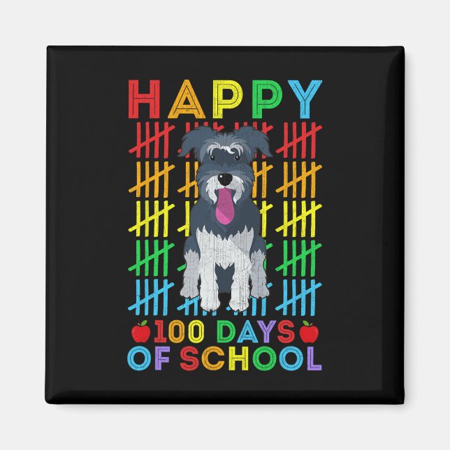 Íman Miniatura Estudante de Cachorro Schnauzer Feliz 10 (Frente)