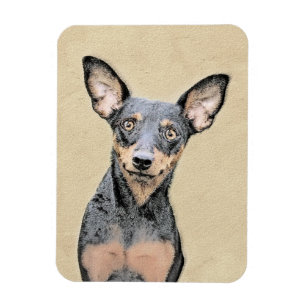 Íman Miniatura Pinscher Pintando Bela Arte Original de