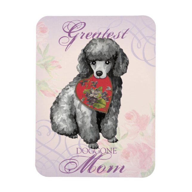 Íman Miniatura Poodle Heart Mãe (Vertical)