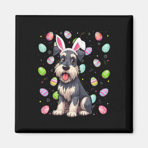 Íman Miniatura Schnauzer Cachorro Páscoa Ovo Caça Coelh