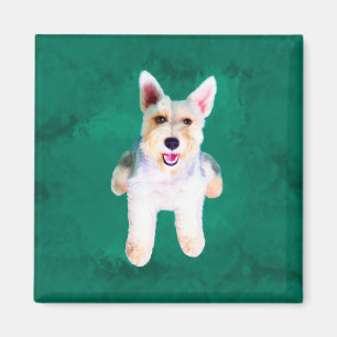 Íman Miniatura Schnauzer Cão Cachorro - Pintura de Cura