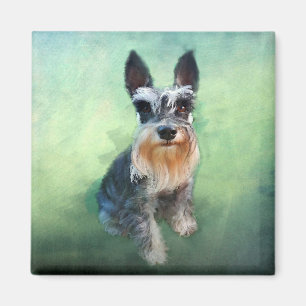 Íman Miniatura Schnauzer Cão Cachorro - Pintura de Cura