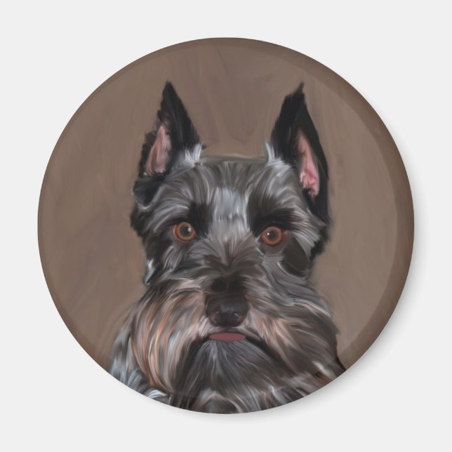Íman Miniatura Schnauzer — Pintura De Cor De Água (Frente)