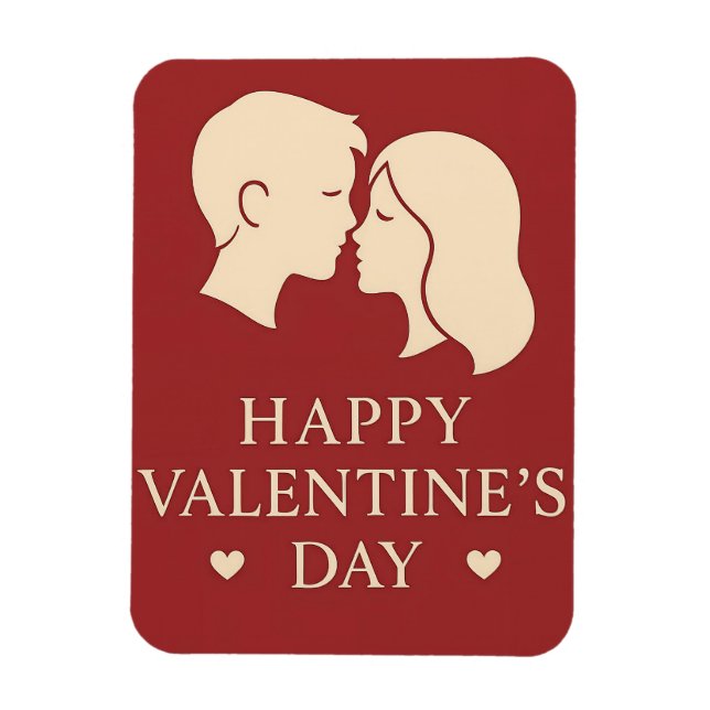 Íman Minimal Couple Silhouette Romantic Valentines Hear (Vertical)