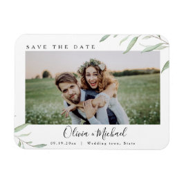 Íman Minimal greenery photo wedding save the date
