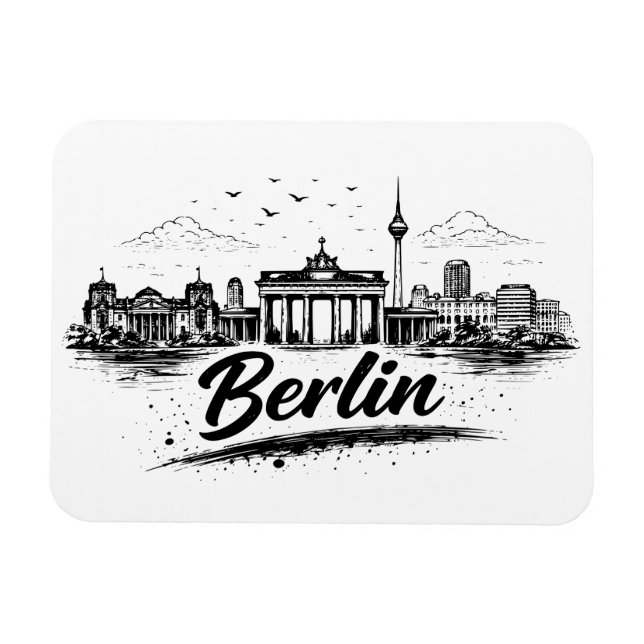 Íman Minimalist Berlin Germany Cityscape Art (Horizontal)