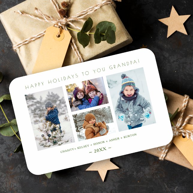 Íman Minimalist Collage 4 Multi Photo Family Keepsake  (Christmas Minimalist Collage 4 Multi Photo for Family Keepsake. )