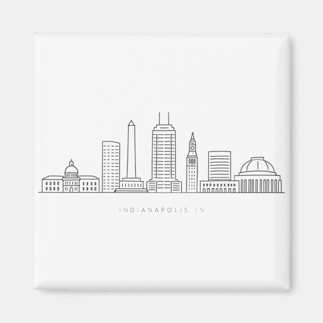 Íman Minimalist Indianapolis Skyline Illustration (Frente)