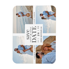 Íman Minimalist Modern Collage 4 Custom Photos Wedding