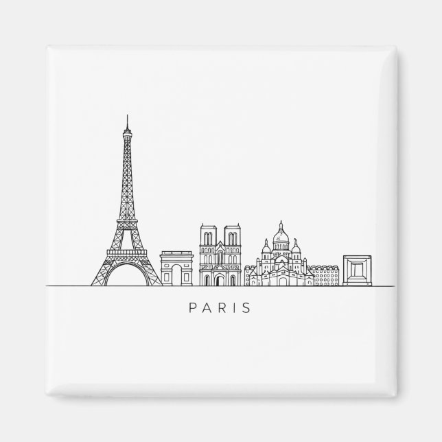 Íman Minimalist Paris Skyline Line Art (Frente)