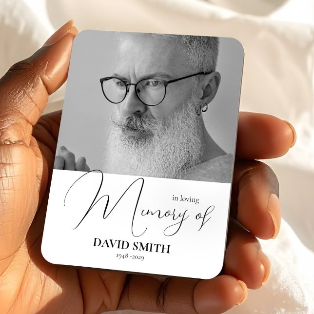Íman Minimalist Photo Elegant Funeral Memorial Favor (Minimalist Photo Elegant Funeral Memorial Keepsake Magnet, In Loving Memory Gift)