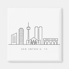 Íman Minimalist San Antonio Skyline Line Art