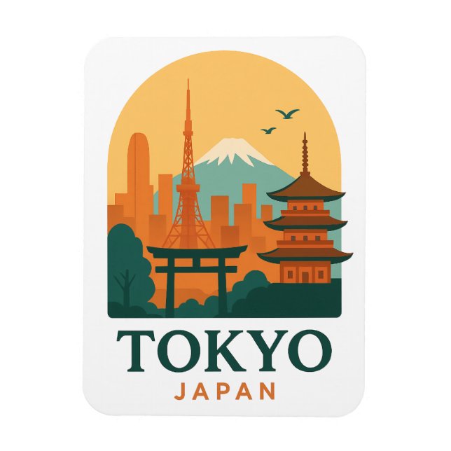 Íman Minimalist Tokyo Japan Travel Souvenir Magnet  (Vertical)