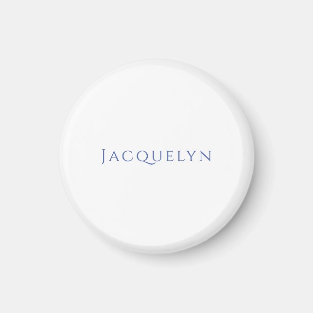 Íman Minimalist White Blue Plain Elegant Modern Name (Frente)