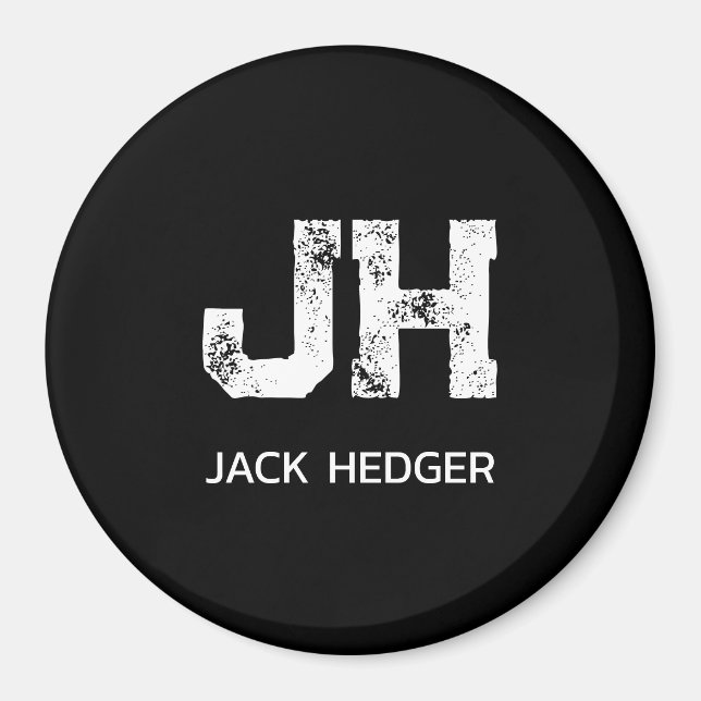 ÍMAN MINIMALIST WHITE TWO LETTER MONOGRAM NAME BLACK (Frente)