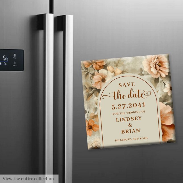 Íman Minimalista Boho Terracota Bege Sage Salva Datas (Minimalist Boho Terra Cotta Beige Sage Save Date)