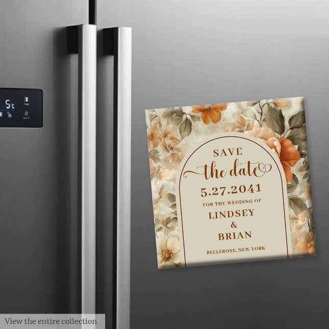 Íman Minimalista Boho Terracota Marfim Oliva Salva Data (Minimalist Boho Terracotta Ivory Olive Save Date)