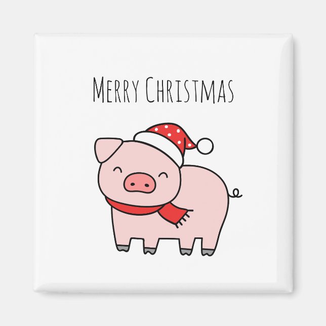 Íman Mínimo de Natal de Porco Rosa Rosa Bonito (Frente)