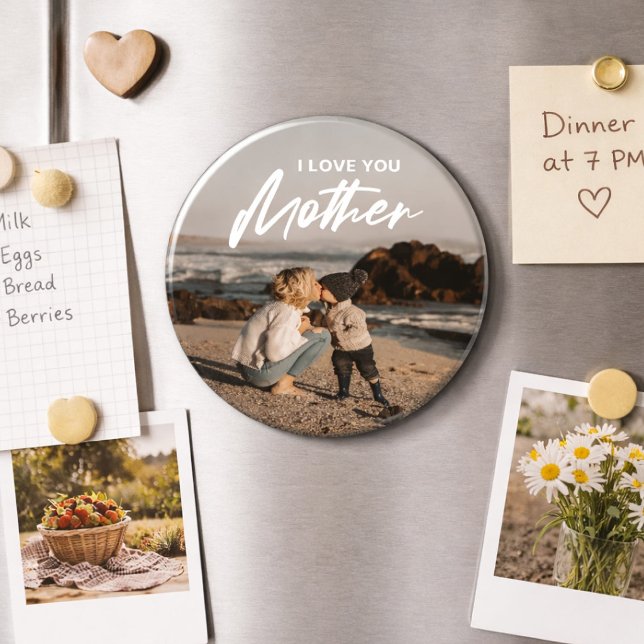 Íman Mínimo eu amo você mãe foto substituir seu present (Mother’s Day | Modern Minimalist Photo Gift Magnet, Mothers Day Keepsake)