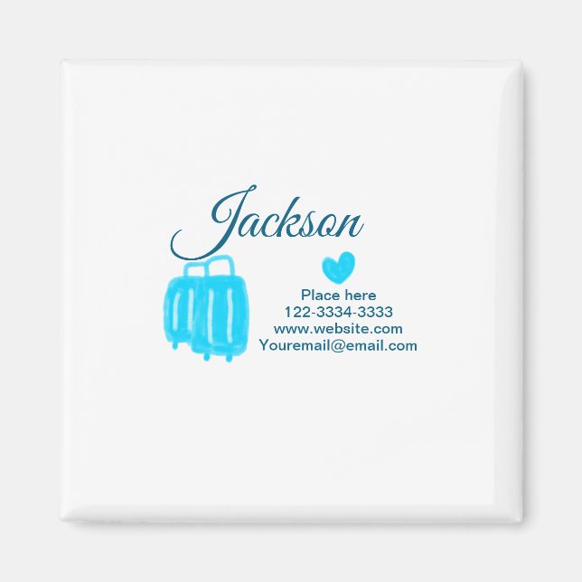 Íman Mínimo simples adicione seu nome texto localidade  (Frente)