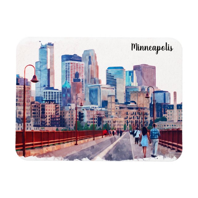 Íman Minneapolis Minnesota Skyline City View (Horizontal)