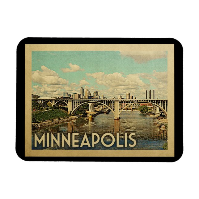 Íman Minneapolis Viagens vintage de Minnesota (Horizontal)