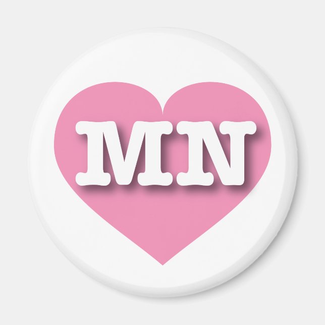 Íman Minnesota Pink Heart - Eu amo MN (Frente)