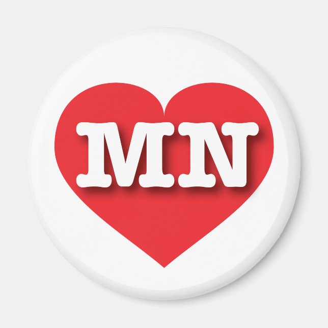 Íman Minnesota Red Heart - Eu amo MN (Frente)