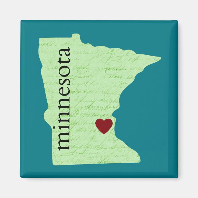 Íman Minnesota - Verde, Teal, Heart, Home (Frente)