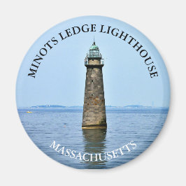Íman Minots Ledge Lighthouse Massachusetts Round Magnet