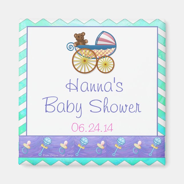 Íman Mint Ice Blue Chevron Patteryn Baby (Frente)