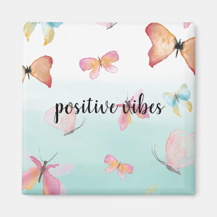 Íman Mint Ombre Pink Butterflies Watercolor