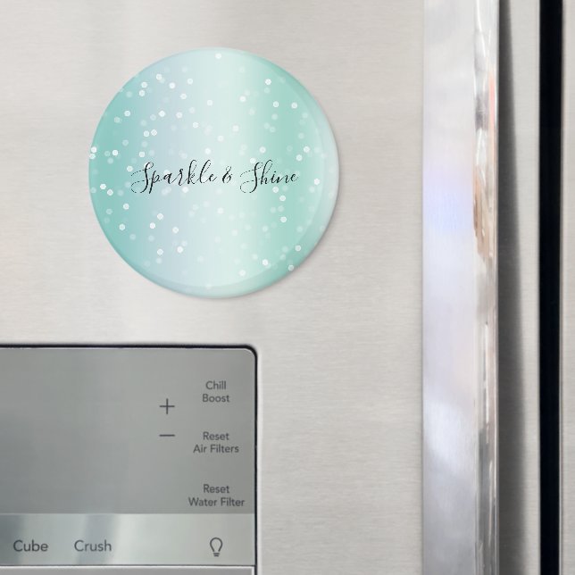 Íman Mint White Bokeh Dots Celebration (In Situ (Fridge))