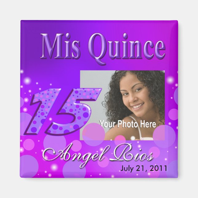 Íman Mis Quince I Photo Party Magnet (Frente)