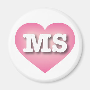 Íman Mississippi Rosa Fade Heart - Eu amo MS