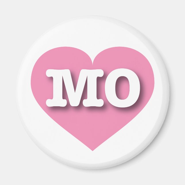 Íman Missouri Pink Heart - Eu amo MO (Frente)
