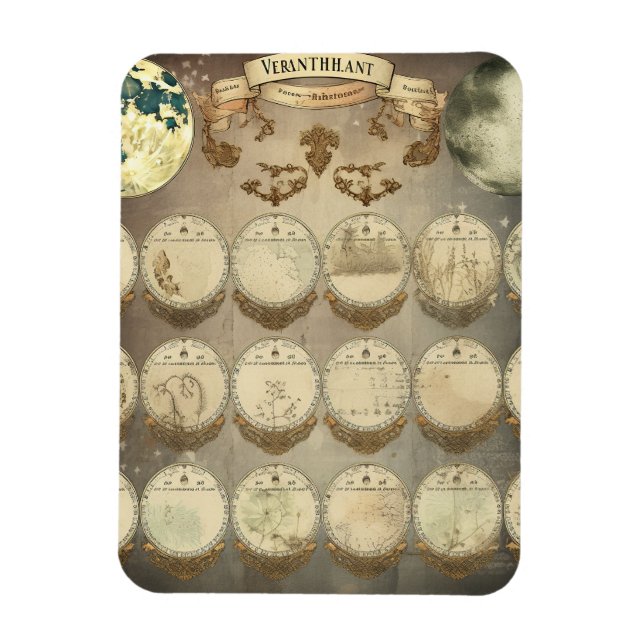 Íman Mística da Lua - Fases Antigas do Caleno da Lua (Vertical)