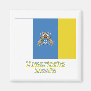 Íman Mit Namen de Kanarische Inseln Flagge